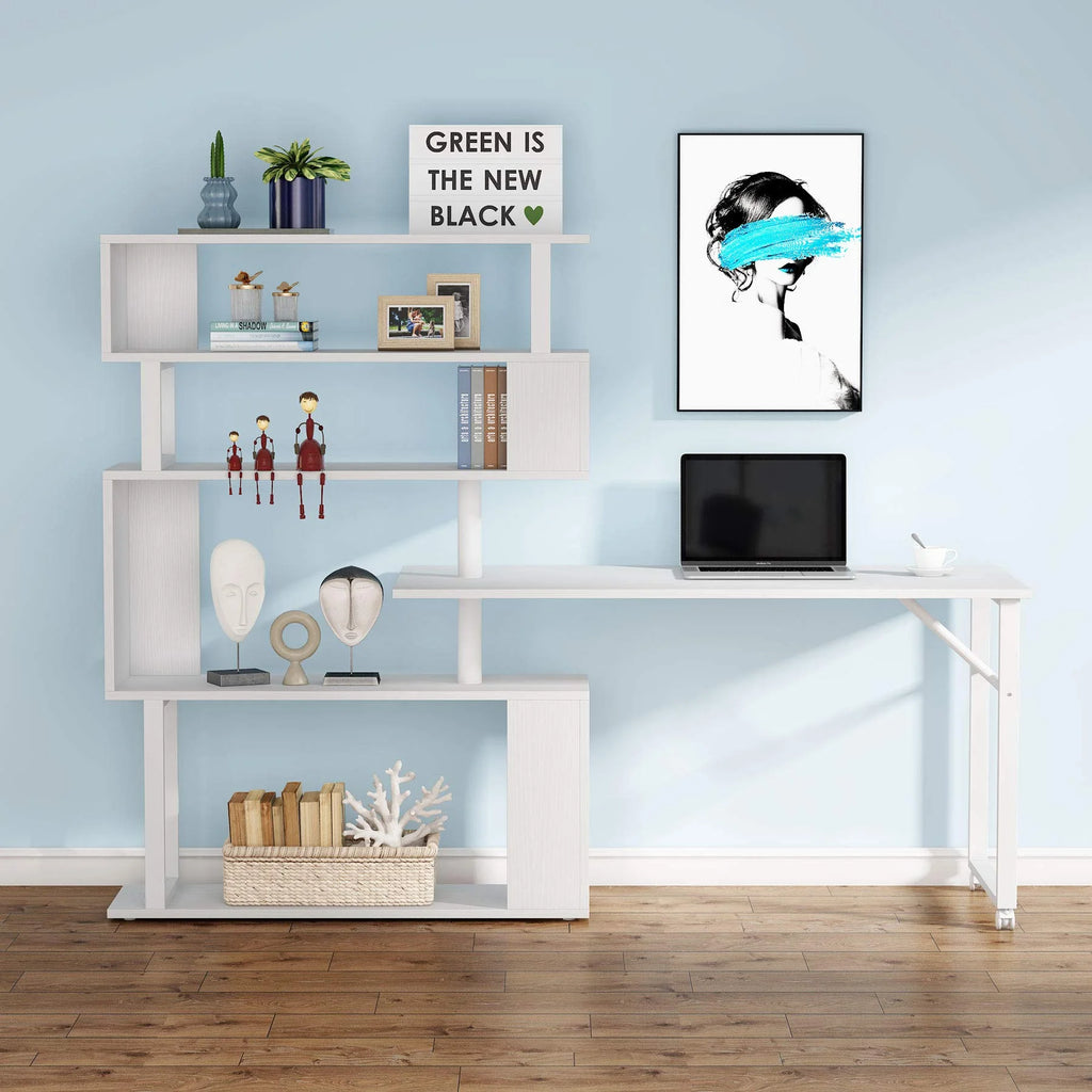L Shaped Desk with Storage Bookshelf X1966