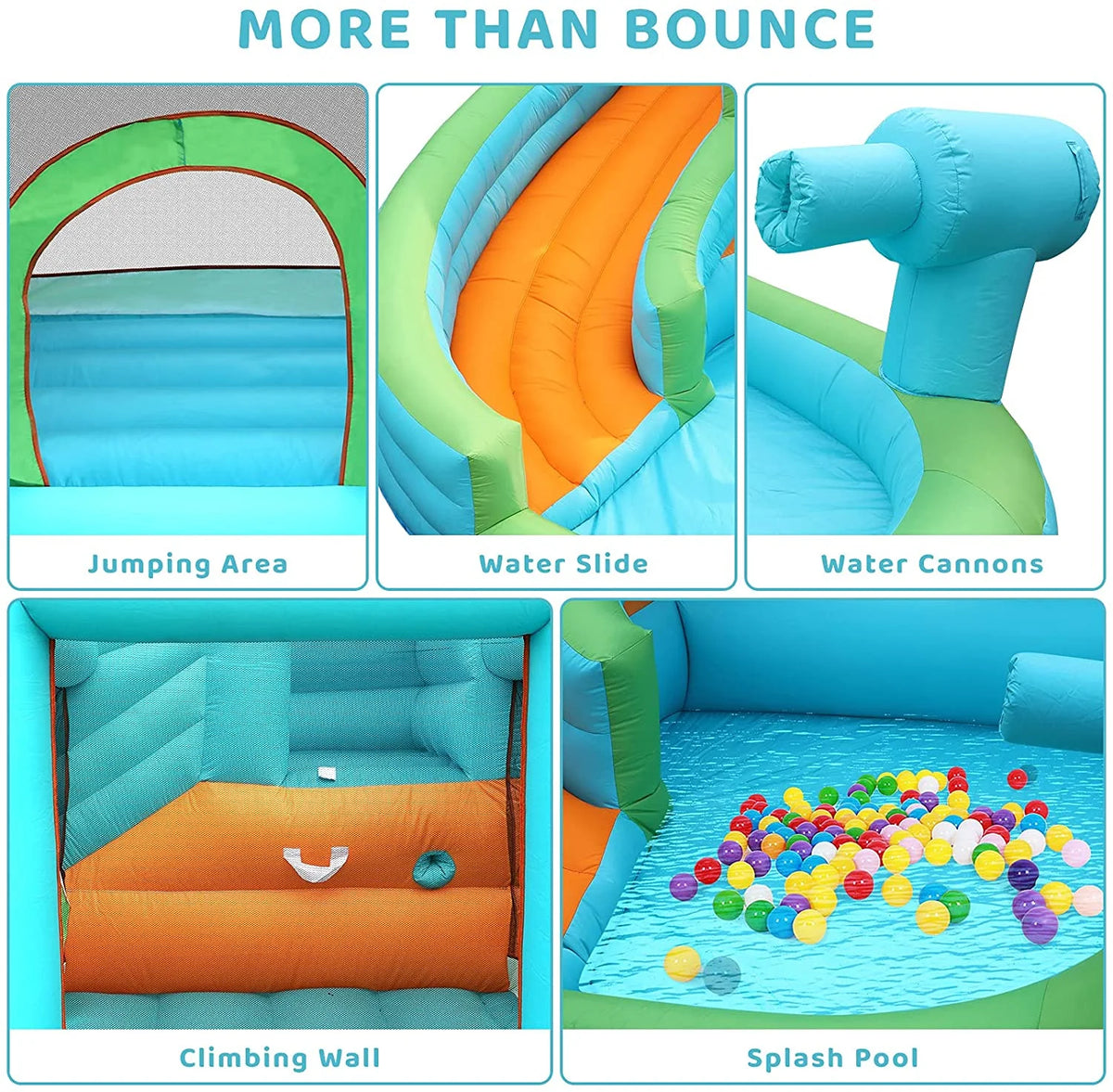 Kids Inflatable Bounce House Water Slide with Splash Pool and Blower O7212