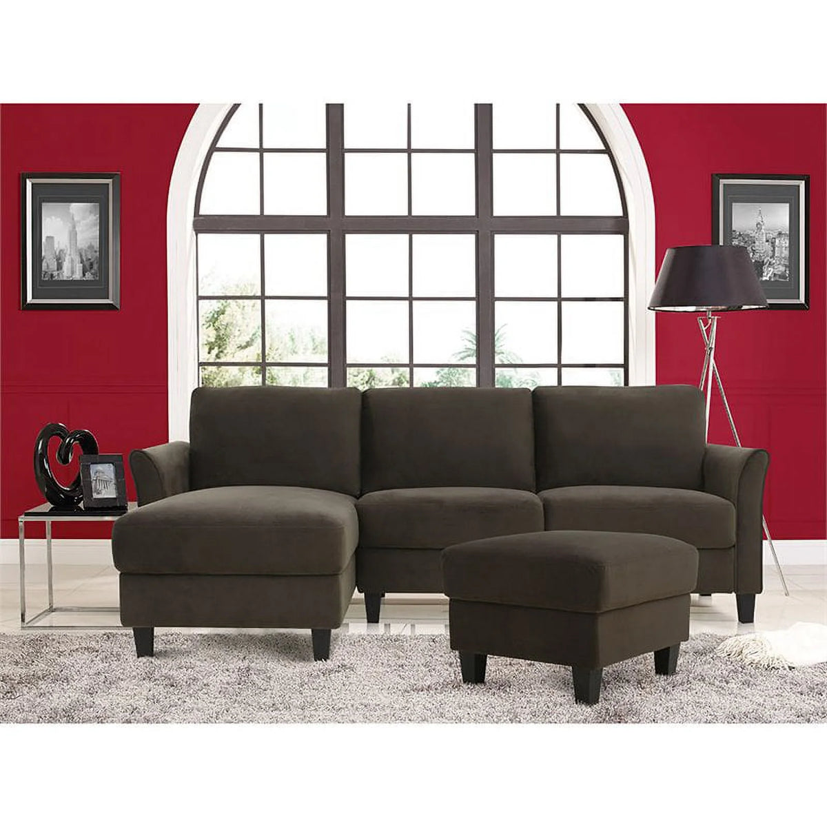 Brown Microfiber Ottoman A860