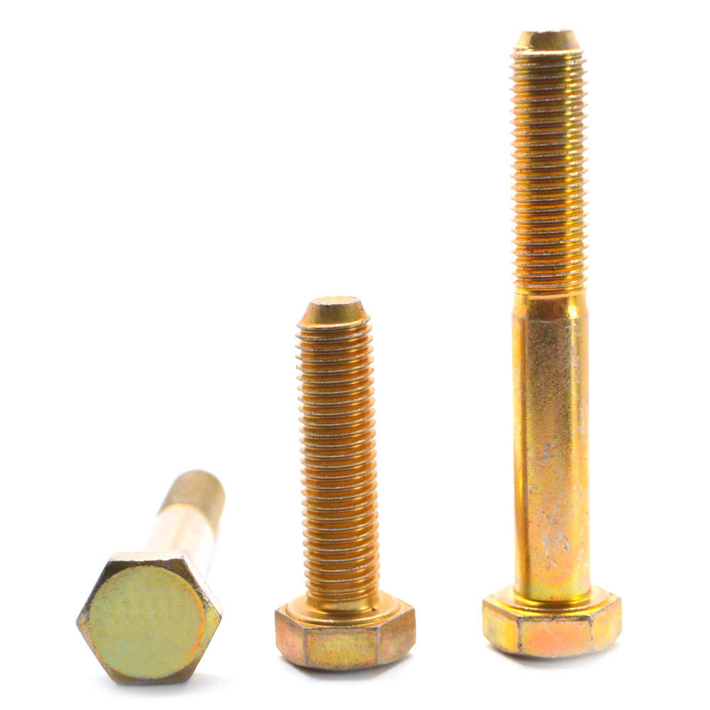 1/2-20 x 3/4 Fine Thread Grade 5 Hex Cap Screw Medium Carbon Steel Yellow Cadmium Plated L38257