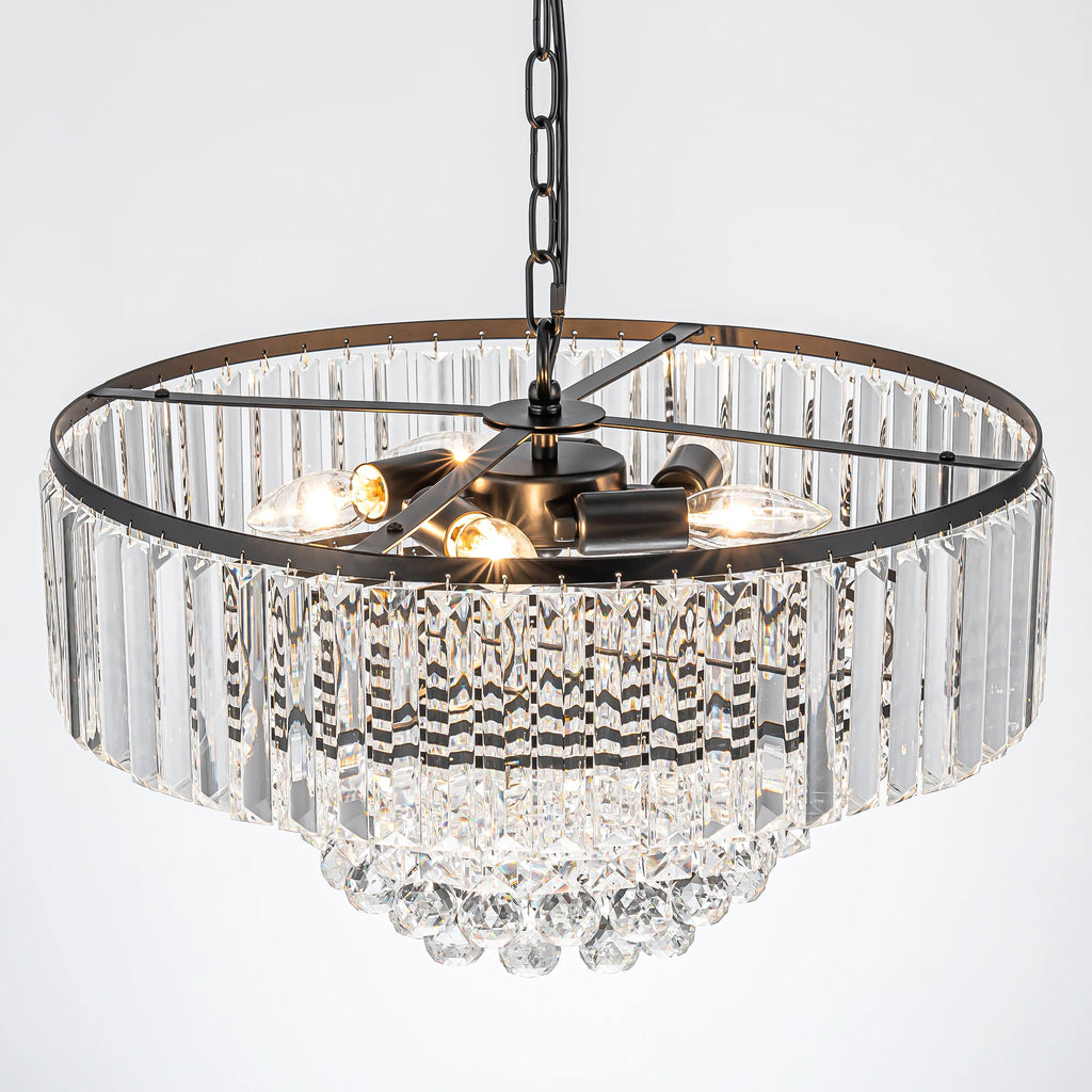 5-Light Tiered Drum Crystal Chandelier F6112