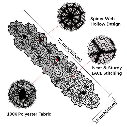 Black Lace Spider Web Table Runners 10 Packs 18x72inch O2575