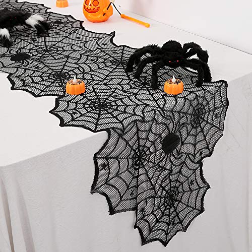Black Lace Spider Web Table Runners 10 Packs 18x72inch O2575