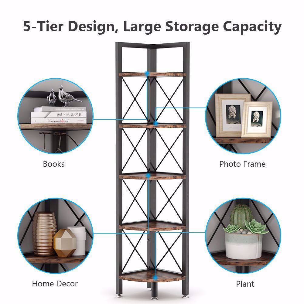5 Tier Corner Shelf Brown V6993