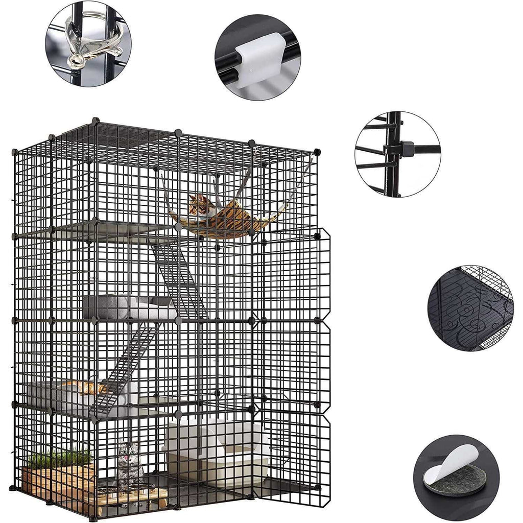 4-Tier Cat Cage Metal Wire Cat Playpen D173302