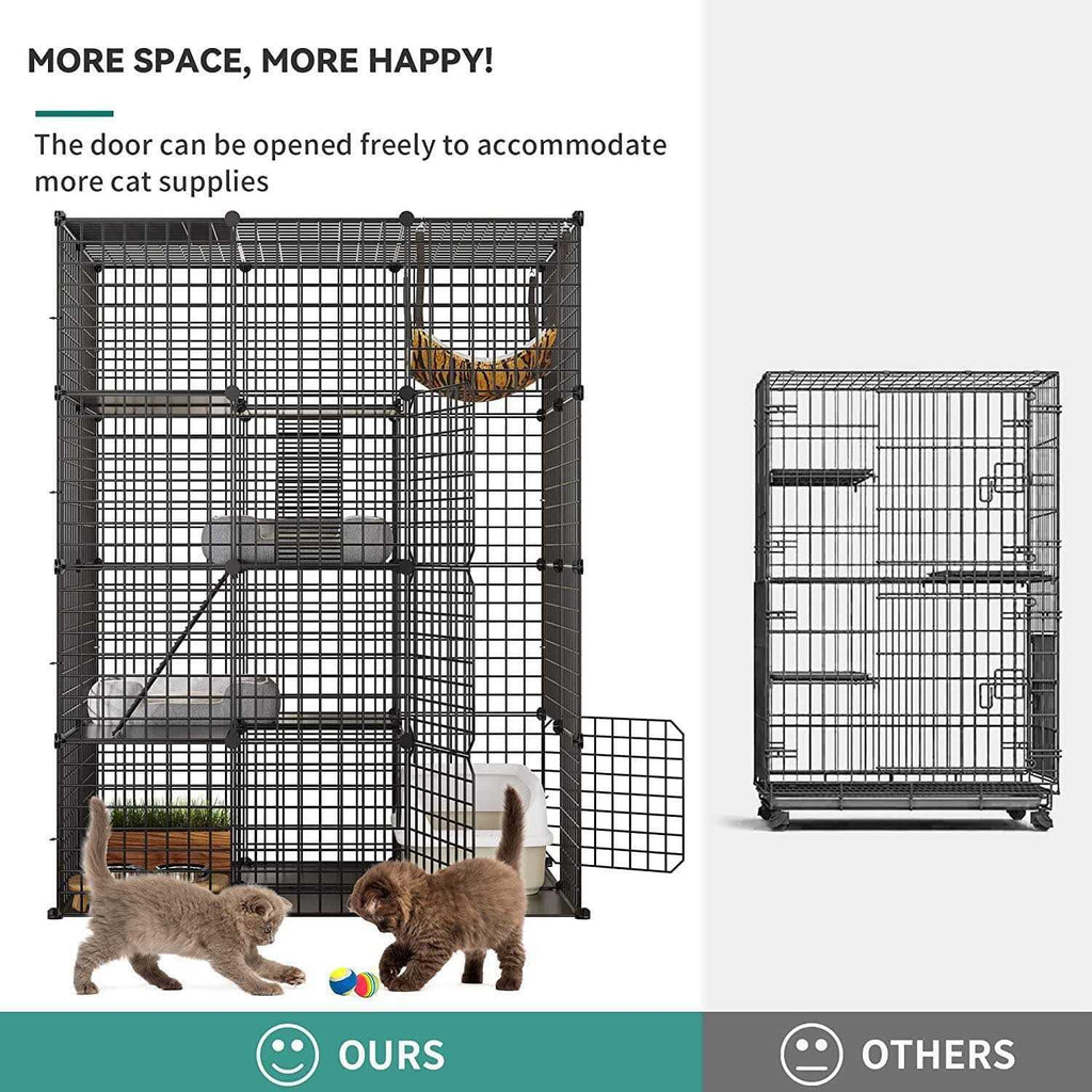 4-Tier Cat Cage Metal Wire Cat Playpen D173302