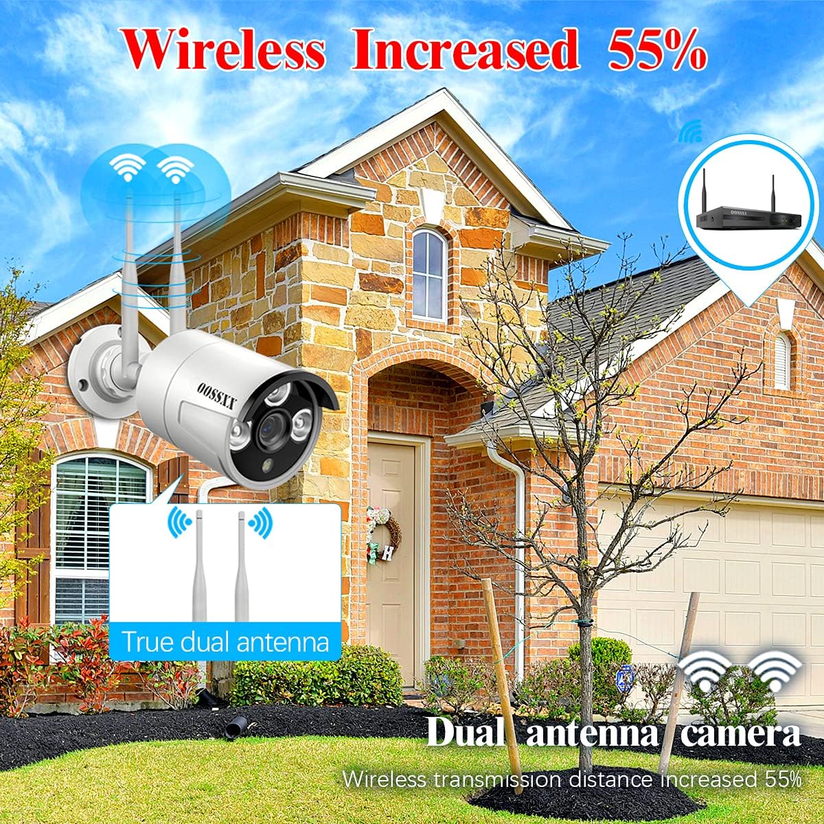 2K Wireless Security Camera System with 2TB Hard Drive, 4Pcs Outdoor Cameras M905
