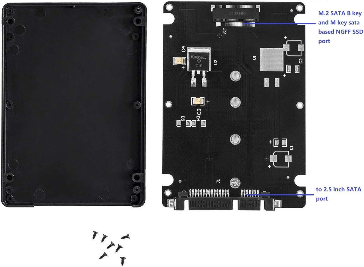 M.2 to 2.5 inch SATA Enclosure Adapter Pack of 2 E734628