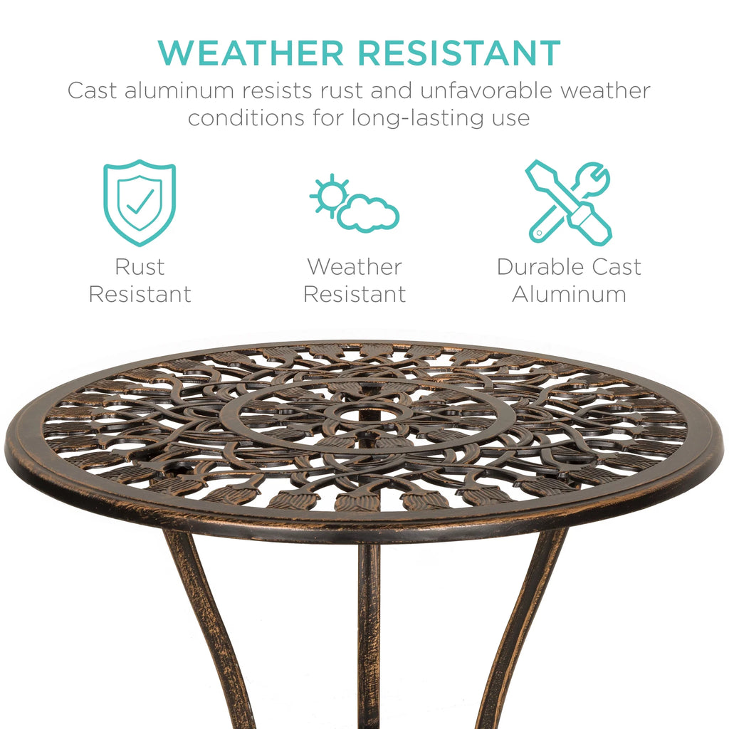 3-Piece Cast Aluminum Patio Bistro Furniture Set J840602
