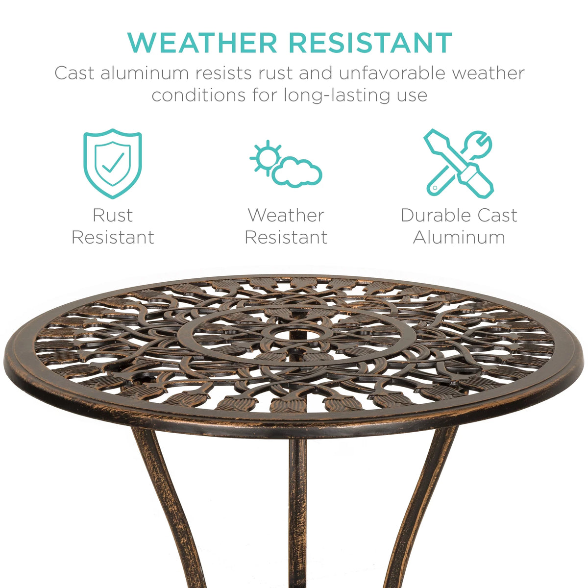 3-Piece Cast Aluminum Patio Bistro Furniture Set J840602