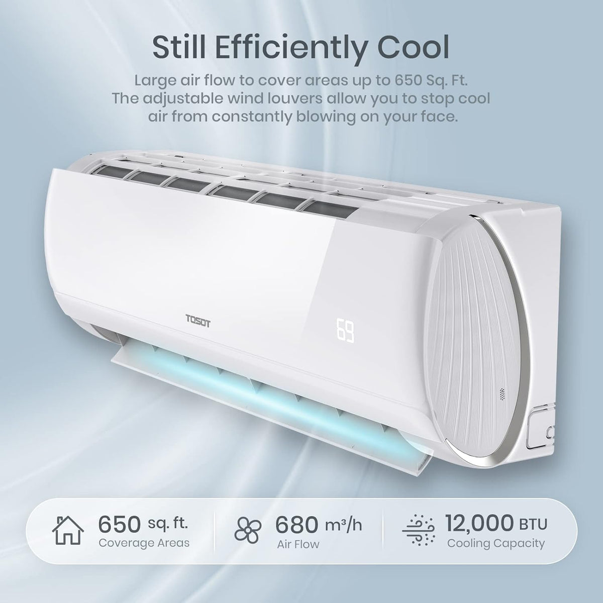 12,000 BTU Ductless Mini-Split Air Conditioner Heat Pump with Installation Kit T7036