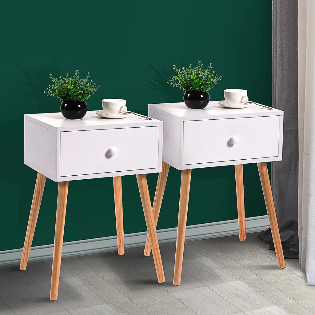 Set of 2 Wood Nightstand with Storage Drawer N10923