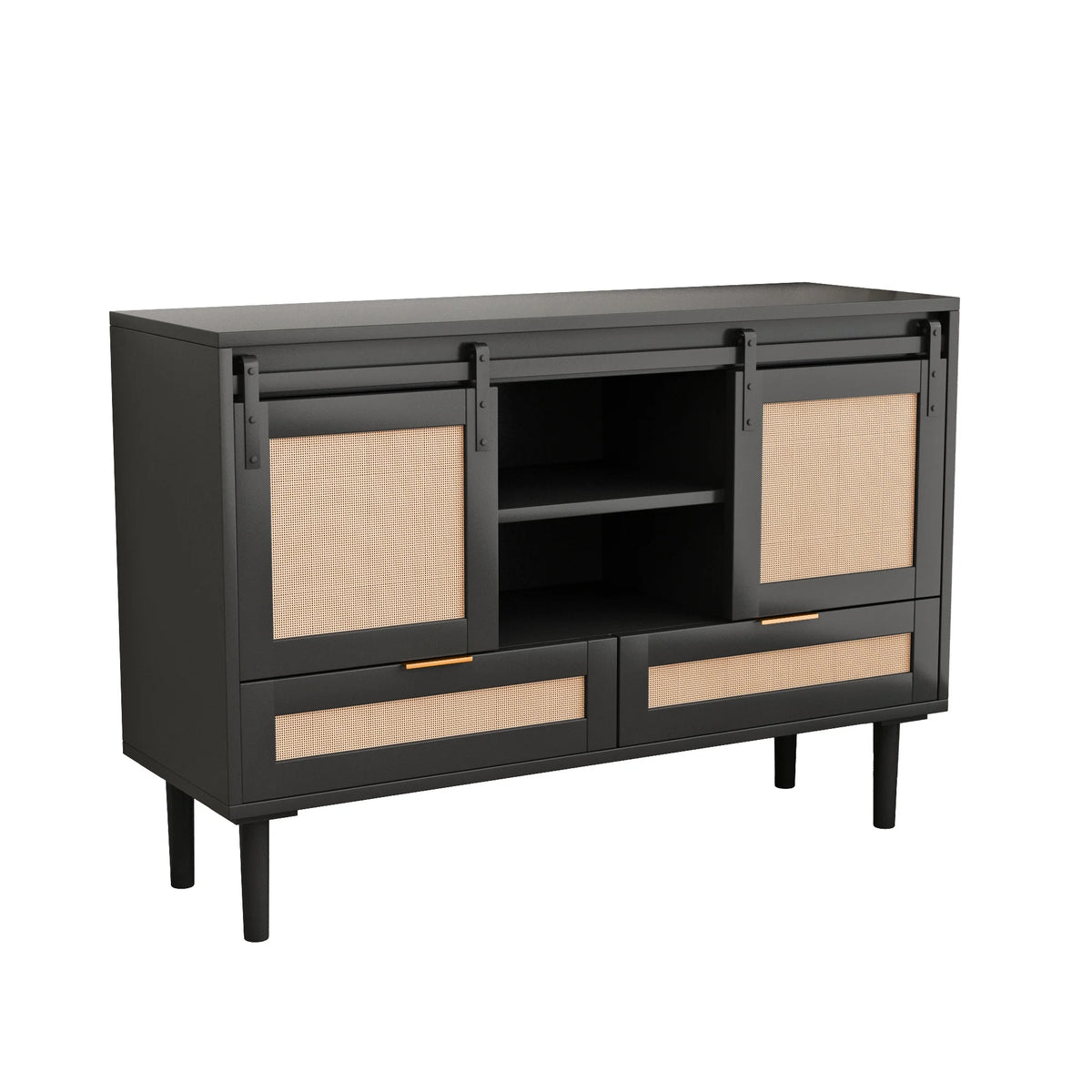 Black Sliding Barn Door Storage Cabinet B8542