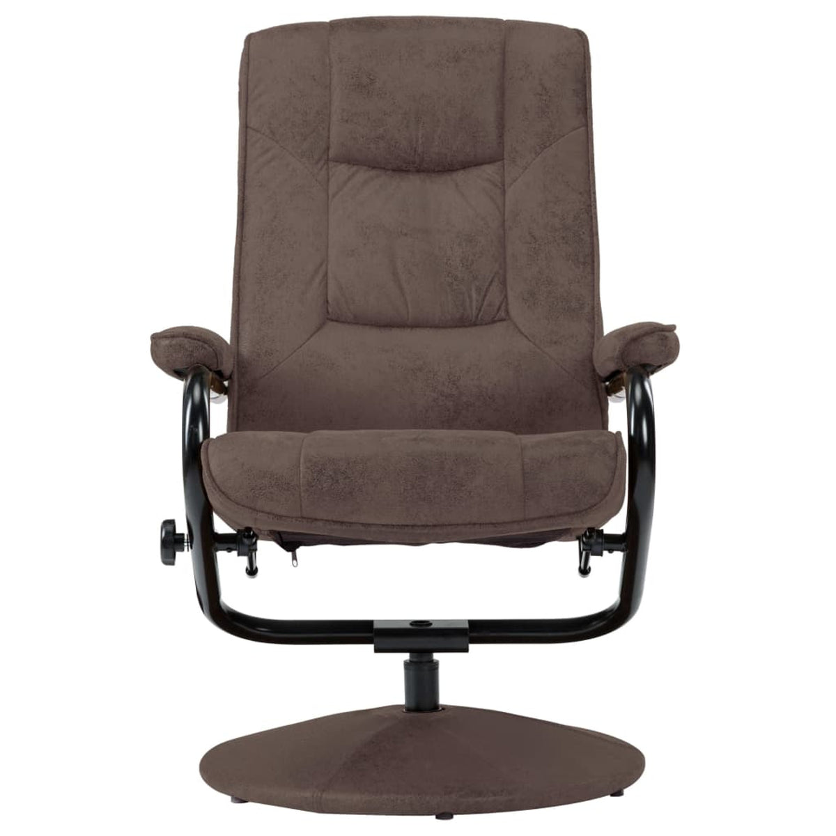 Brown Faux Suede Leather Recliner Armchair with Foot Stool E763