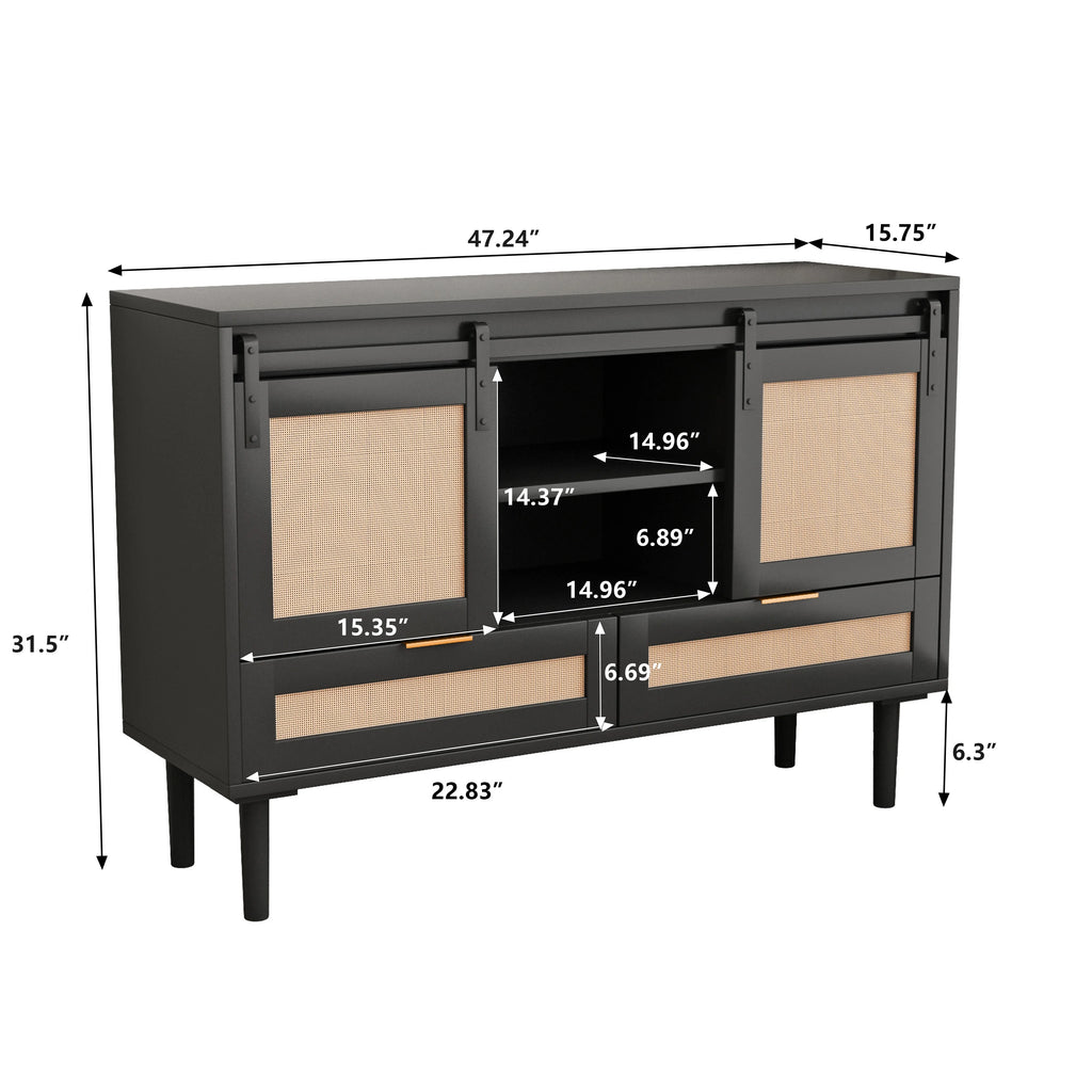 Black Sliding Barn Door Storage Cabinet B8542