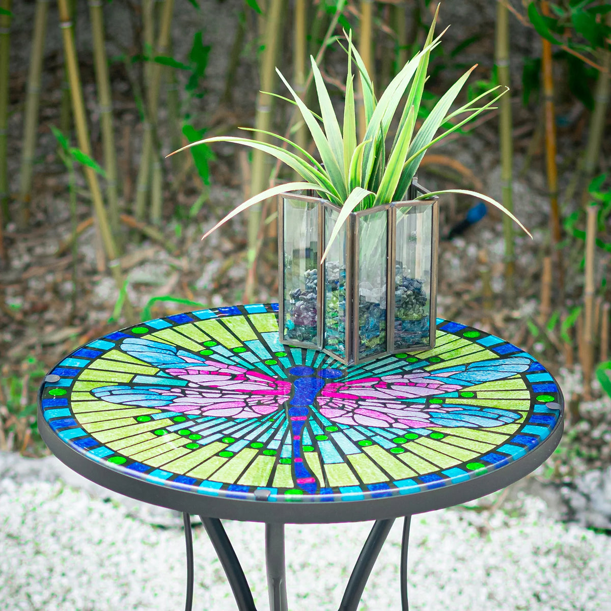 21" Glass Outdoor Side Table U111558