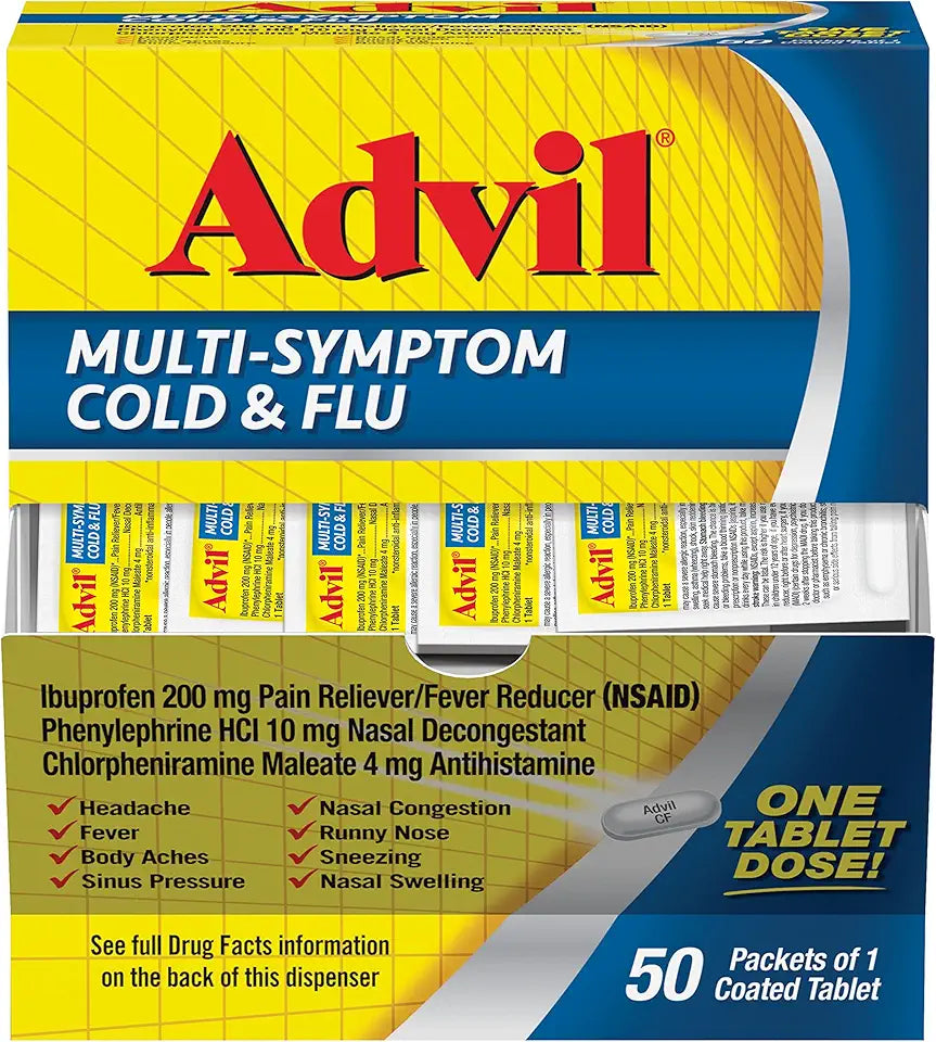 Ibuprofen Phenylephrine Chlorpheniramine Cold and Flu Medicine 50 Coated Tablets P177