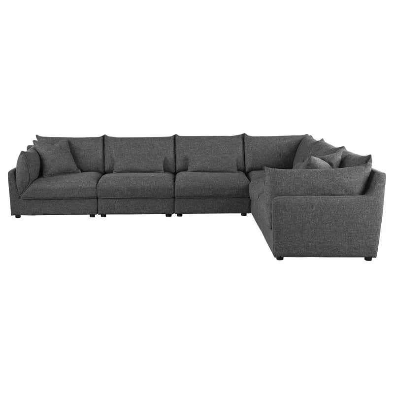 Barely Black Upholstered Fabric 6-Piece Modular Sectional I22067