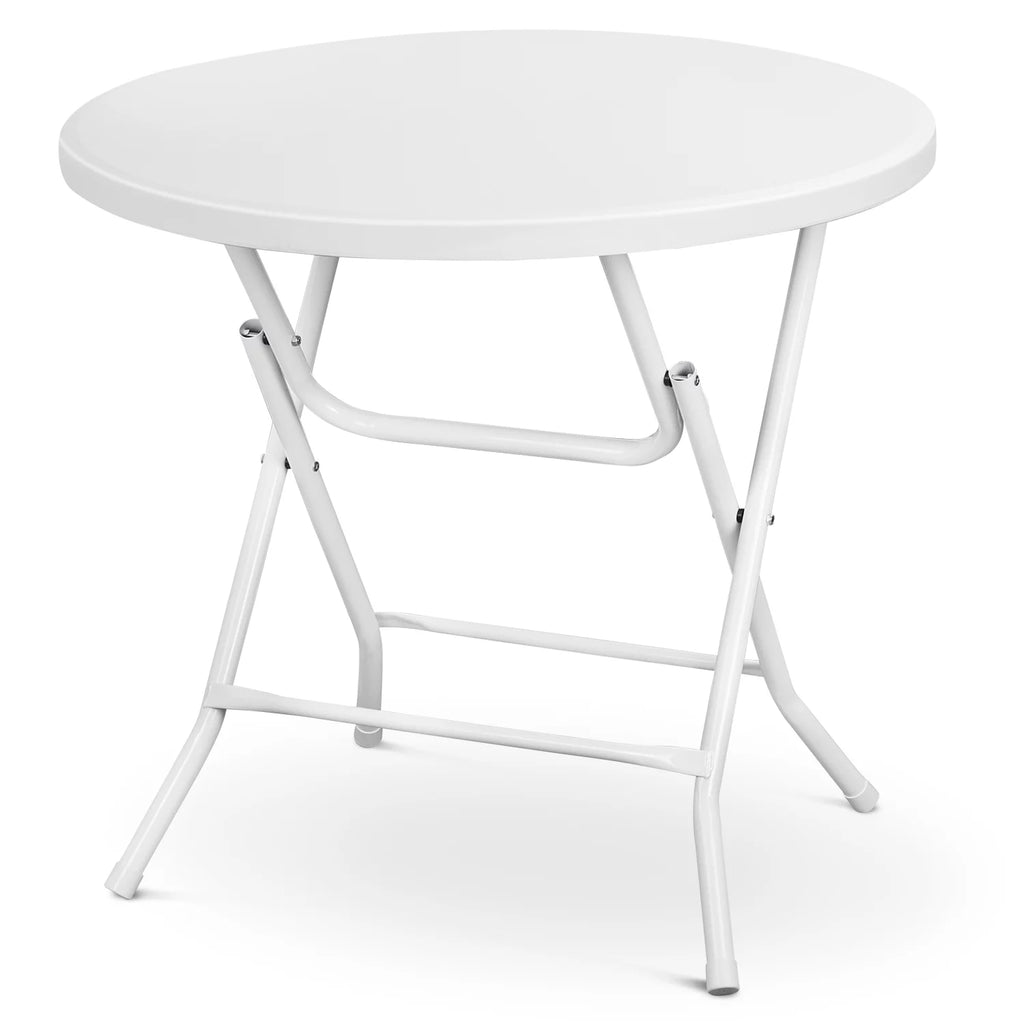 White 2.6Ft Round Folding Plastic Table H7079
