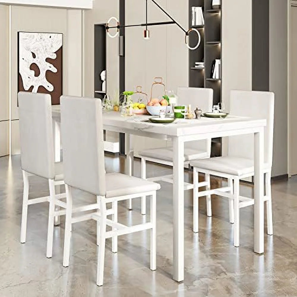 5-Piece Faux Marble Kitchen Table & Chair Set R348351