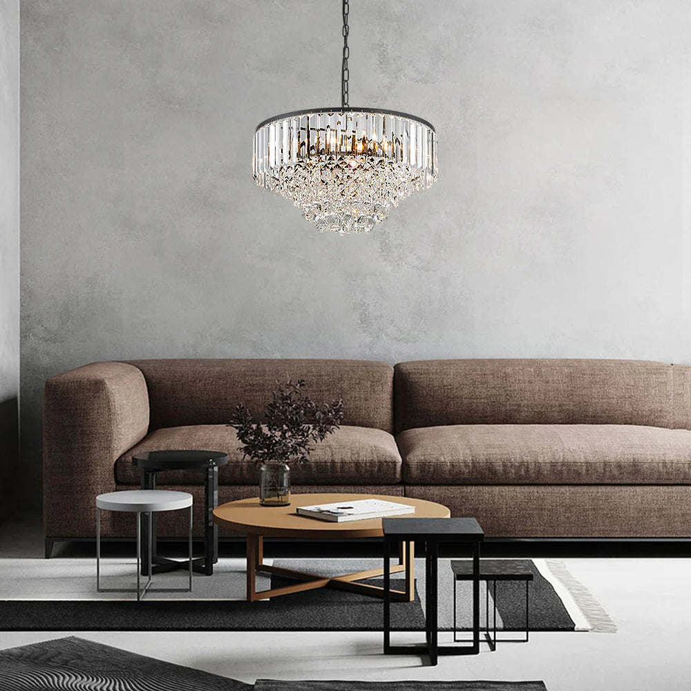 5-Light Tiered Drum Crystal Chandelier F6112