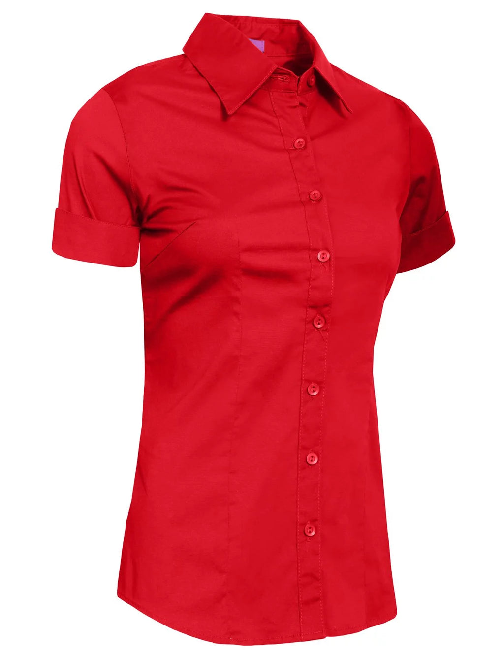 Red Button Down Short Sleeve Shirt Z777