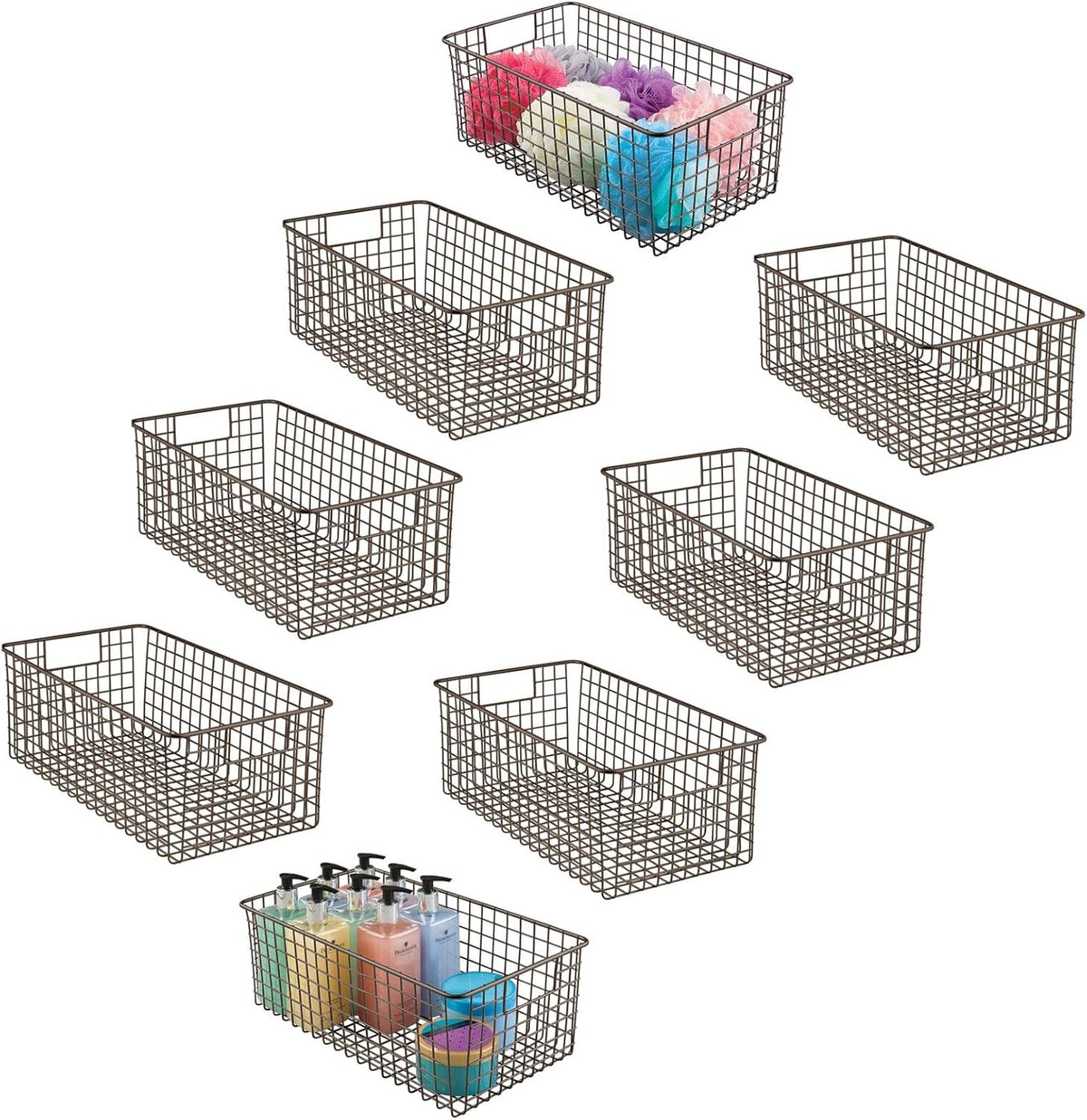 Metal Wire Bathroom Storage Basket 8 Pack Bronze Y488