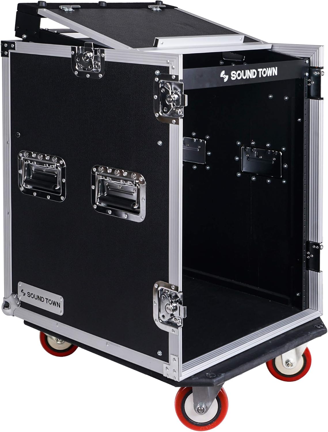 14U PA DJ Rack Case with 11U Slant Mixer Top and Casters D463928