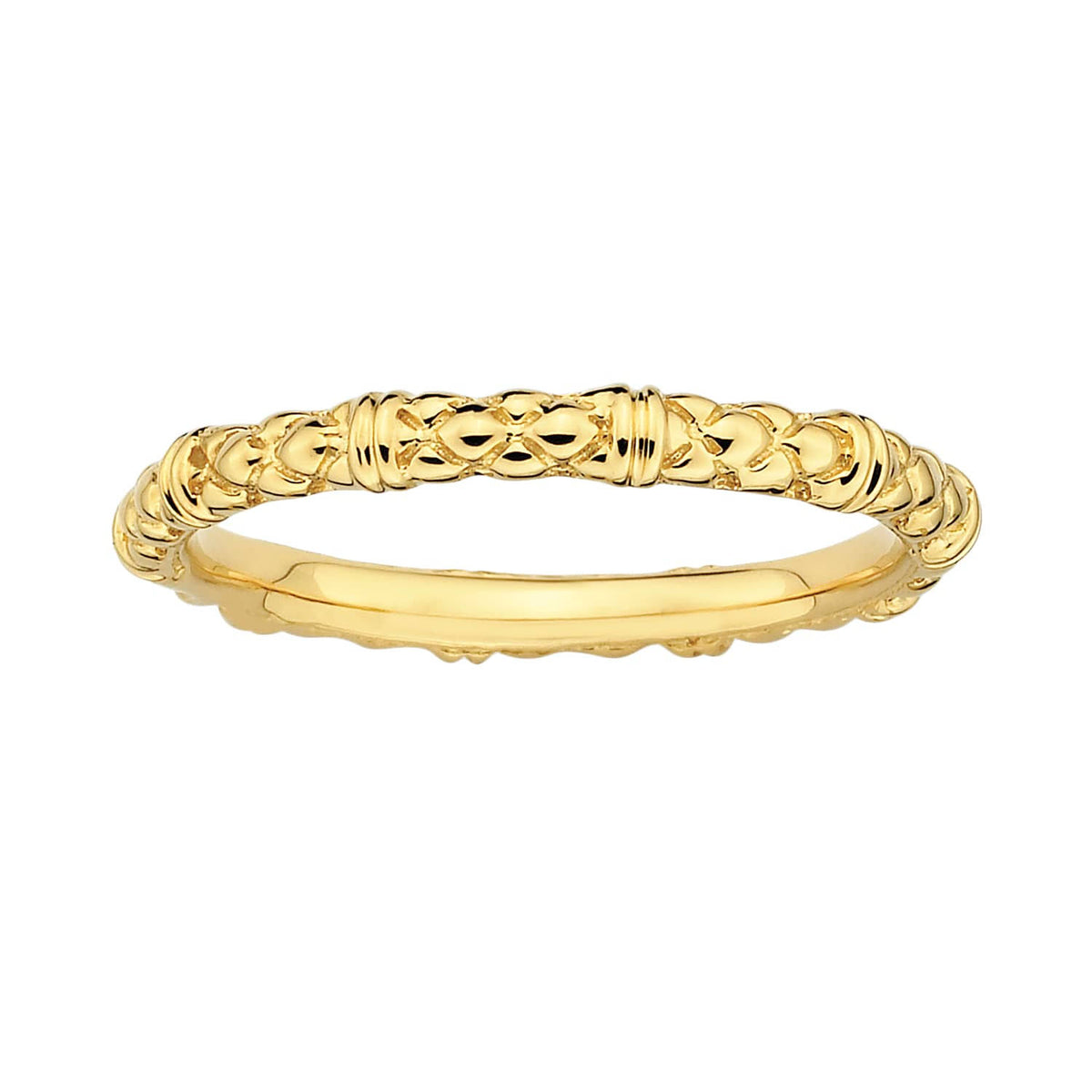 Sterling Silver Gold-Plated Cable Ring R10925