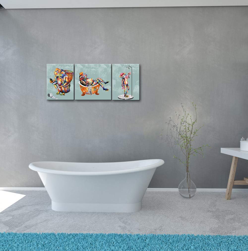 3 Panel Frog Canvas Wall Art Stretched Ready to Hang H-16 inch W-40 inch P9747