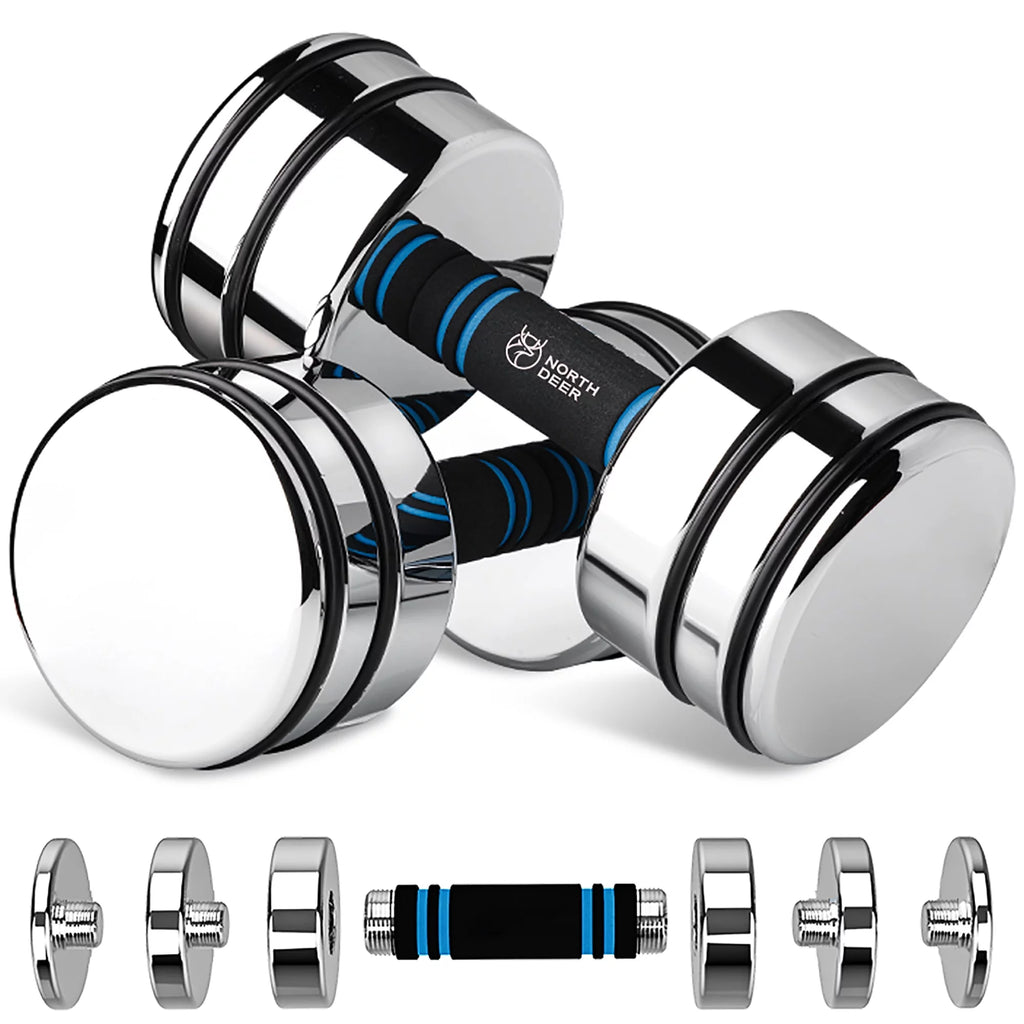 Adjustable Dumbbells Pair Steel Weight Set with Foam Handle A8855