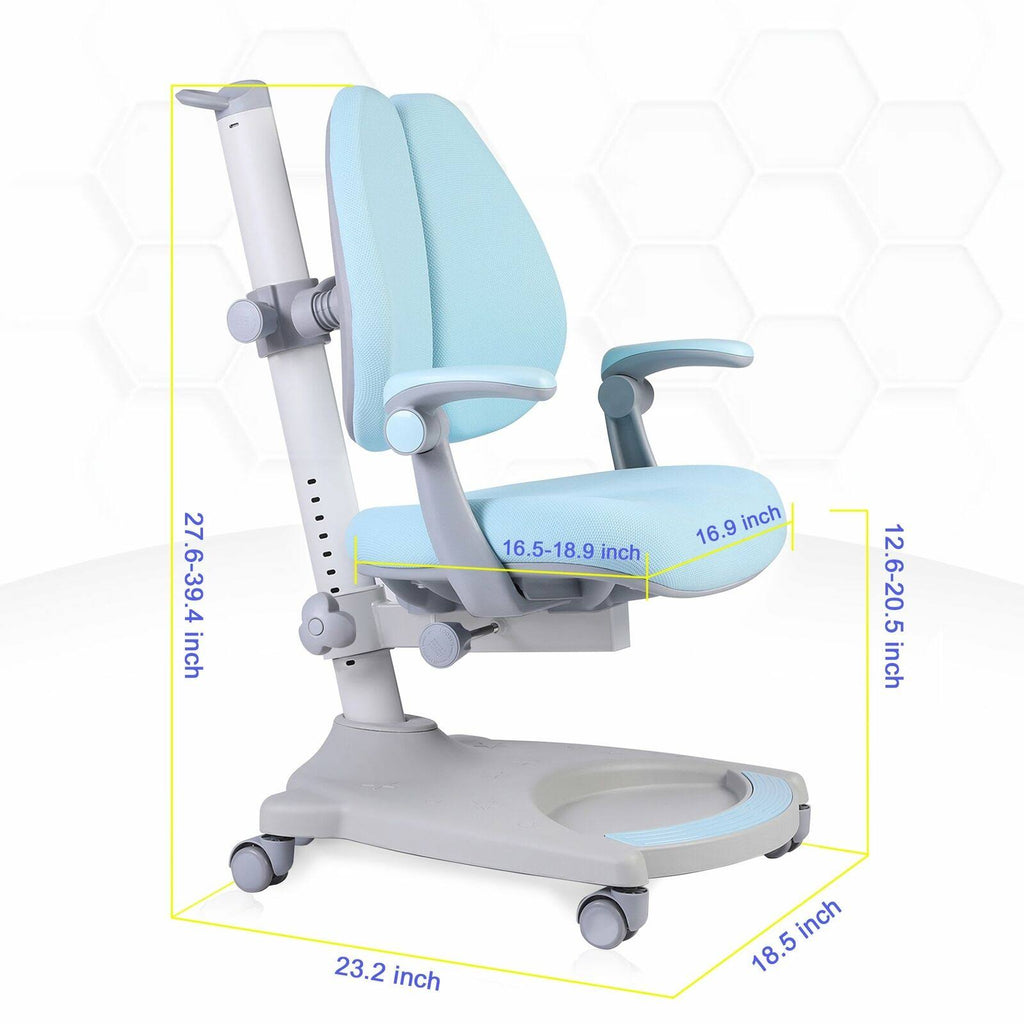 Adjustable Height Kids Desk Chair with Sit-Brake Casters U18136