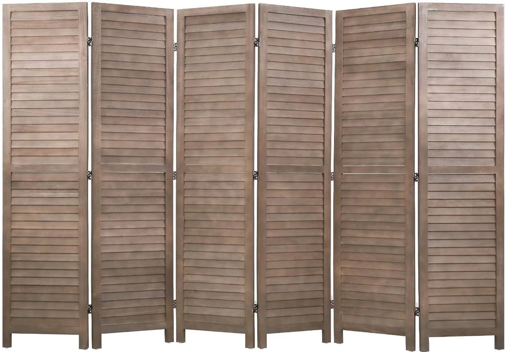 Light Brown Wood 6 Panel Room Divider B740