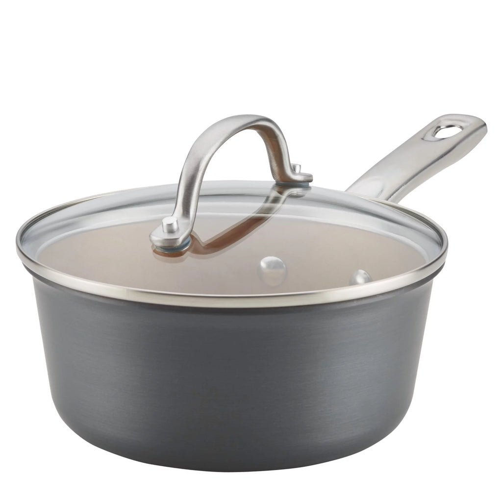Hard-Anodized Nonstick Sauce Pan with Lid, 2-Quart, Gray R47149