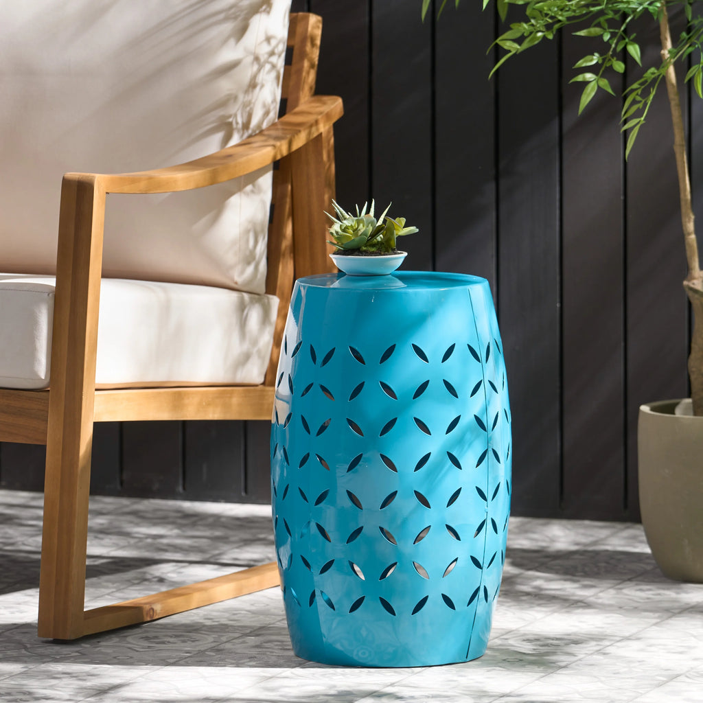 Blue Metal Side Table T3487