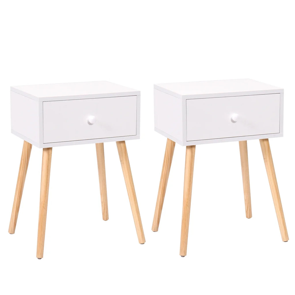 Set of 2 Wood Nightstand with Storage Drawer N10923