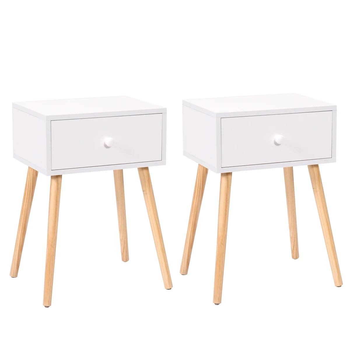 Set of 2 Wood Nightstand with Storage Drawer N10923