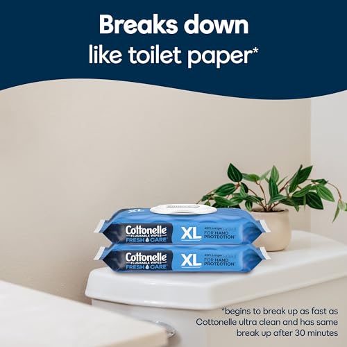 Flushable Wet Wipes, 8 Flip-Top Packs, 336 Total Wipes H75456