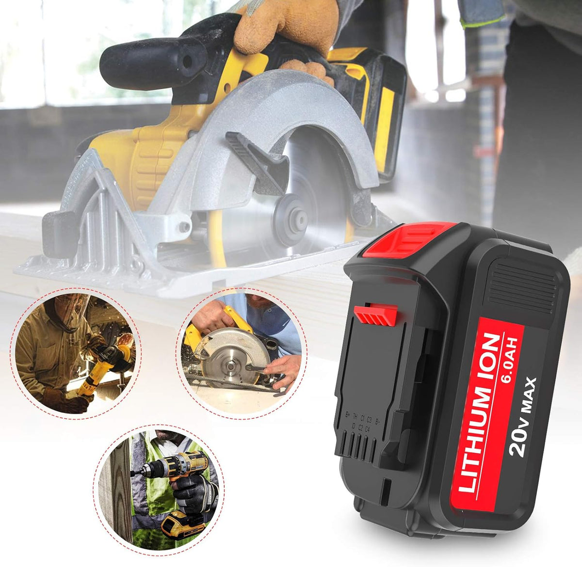 2 Pack 6.0Ah Replacement Battery for Dewalt 20V Max Lithium R795675