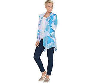 Knit Open Front Cardigan, Size Small, Riverside Blue Q712