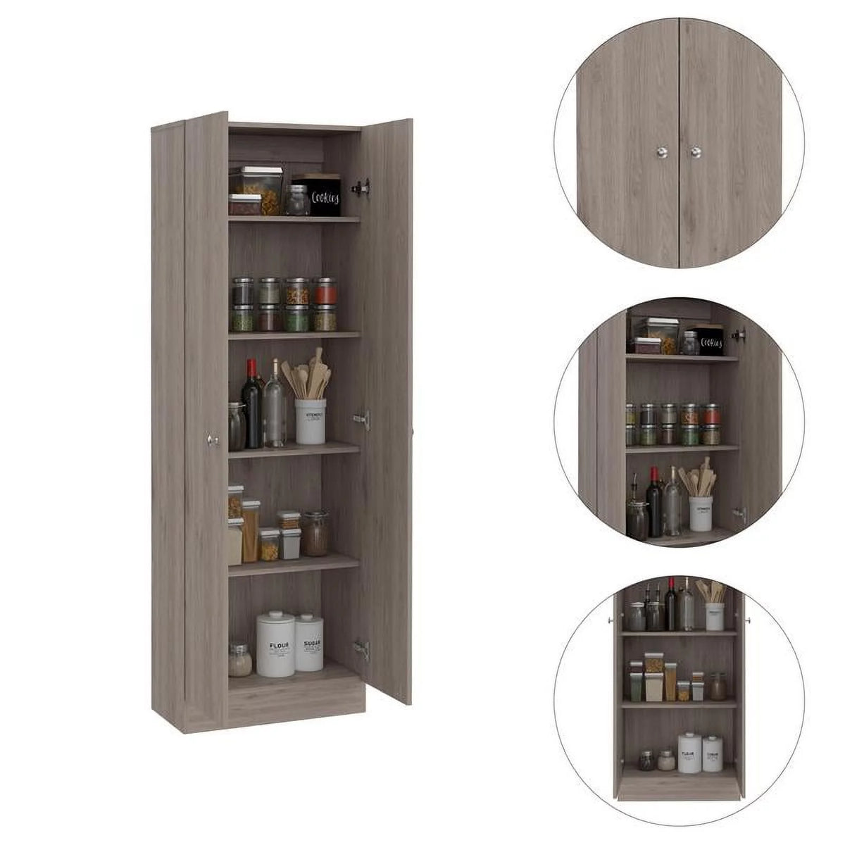 2-Door Engineered Wood Pantry Cabinet in Gray R551697