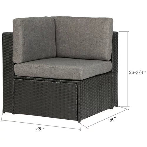 All Weather Wicker 4 Piece Corner Sofa Conversation Set J128892