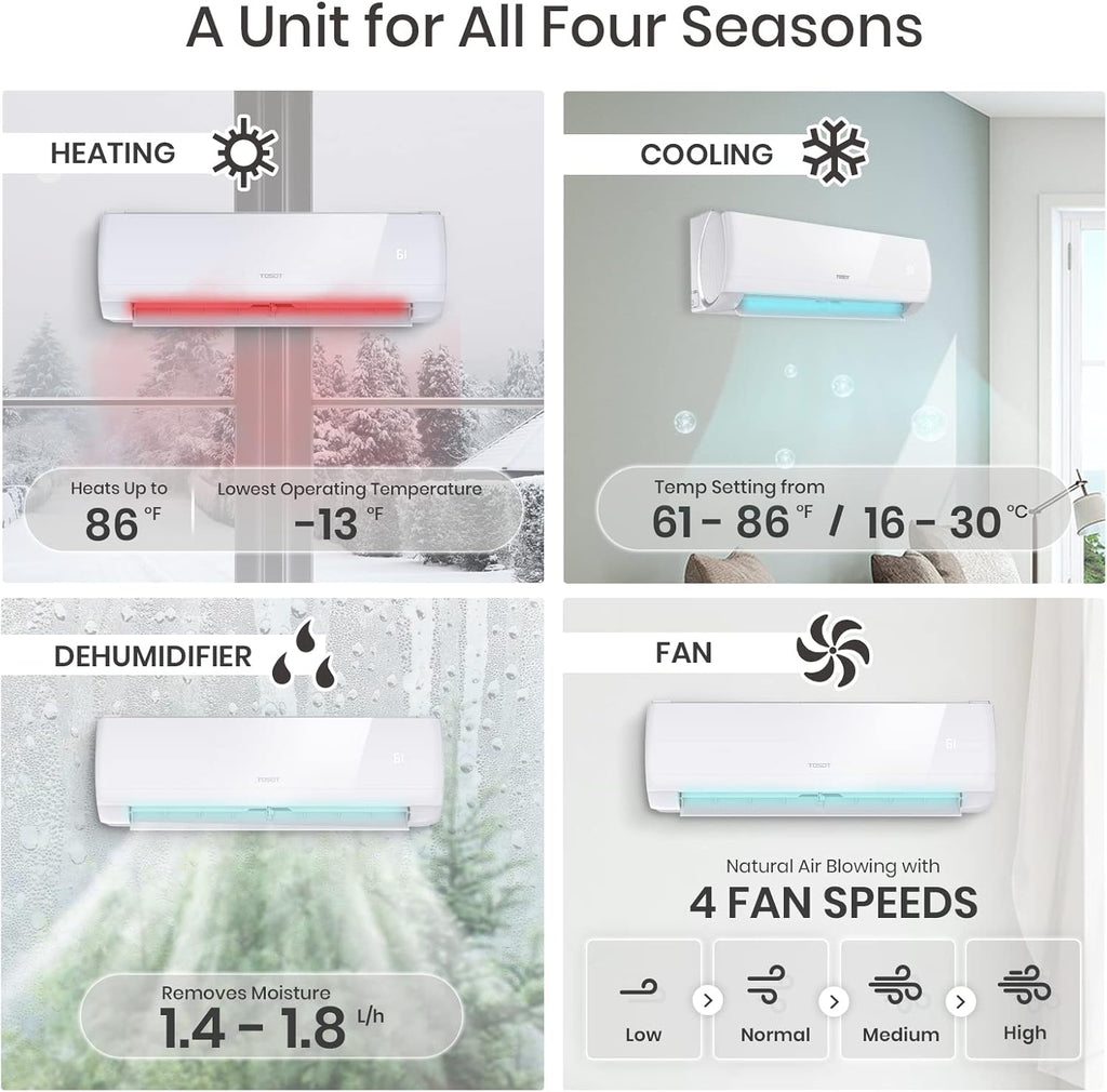 12,000 BTU Ductless Mini-Split Air Conditioner Heat Pump with Installation Kit T7036