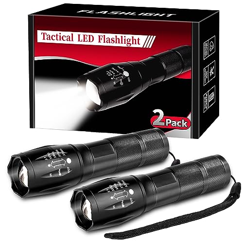 2 Pack 5 Modes 3000 High Lumens Waterproof Led Tactical Flashlights G831