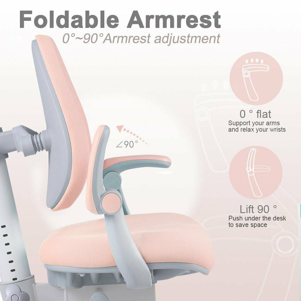 Adjustable Height Kids Desk Chair with Sit-Brake Casters U18136