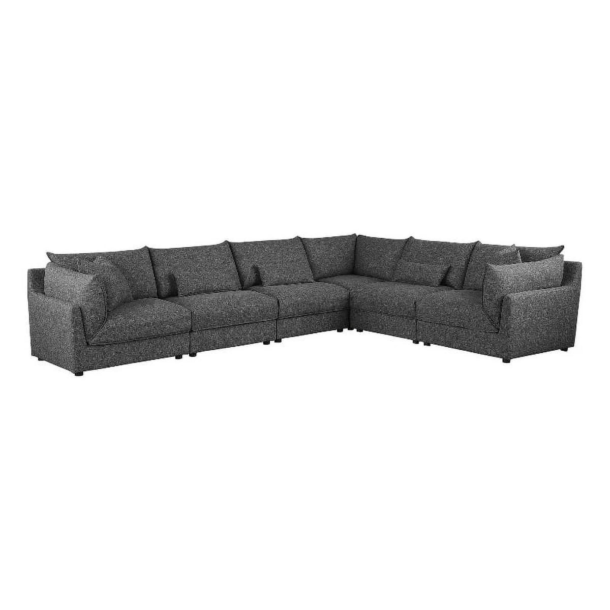 Barely Black Upholstered Fabric 6-Piece Modular Sectional I22067