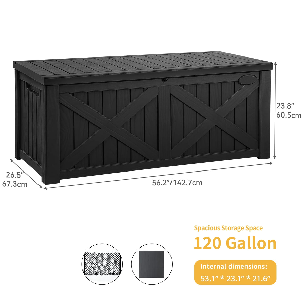 120 Gallon Black Resin Deck Box E251182