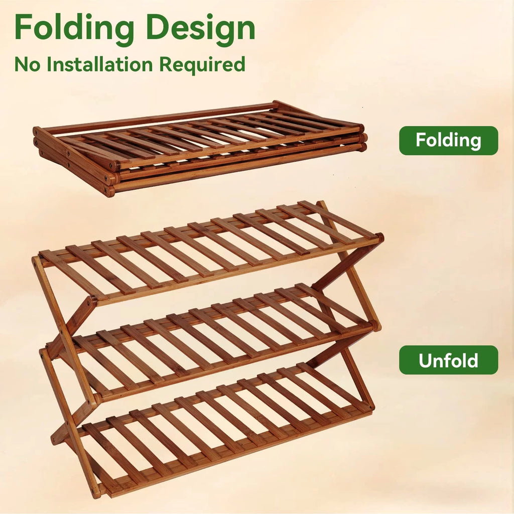 Bamboo 4-Tier Folding Shoe Rack O305