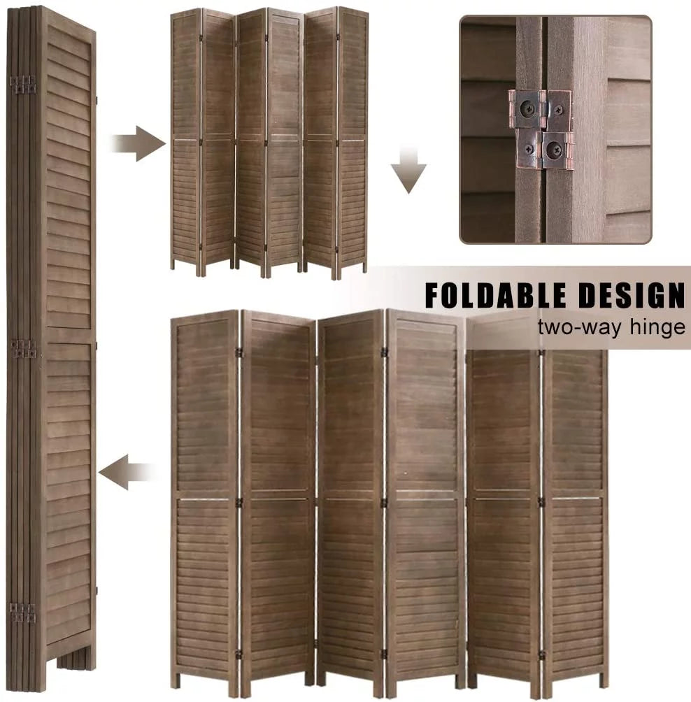 Light Brown Wood 6 Panel Room Divider B740