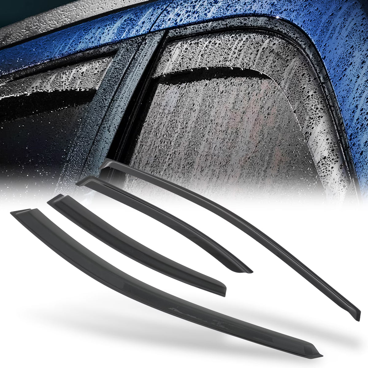 4 Pieces Smoke Window Visor Rain Deflector Sun Guard H6779